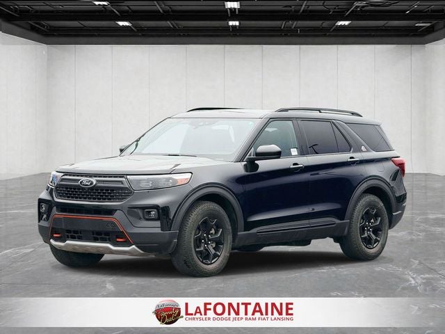 2024 Ford Explorer Timberline in Black Metallic — front three-quarter view