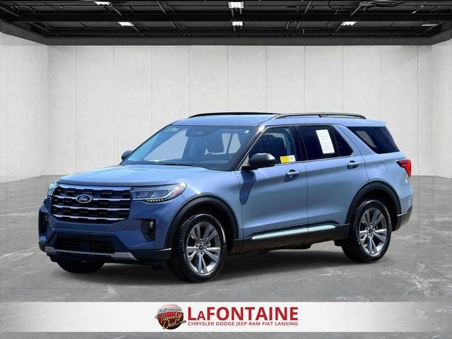 2025 Ford Explorer Active in Vapor Blue — front three-quarter view