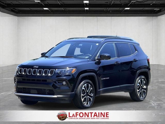 2023 Jeep Compass Limited 4x4 in Diamond Black — front three-quarter view