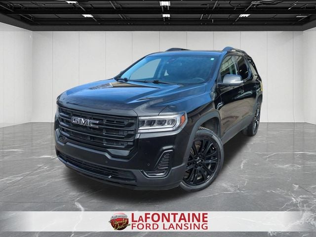 2022 GMC Acadia SLE in Ebony Twilight Metallic — front three-quarter view