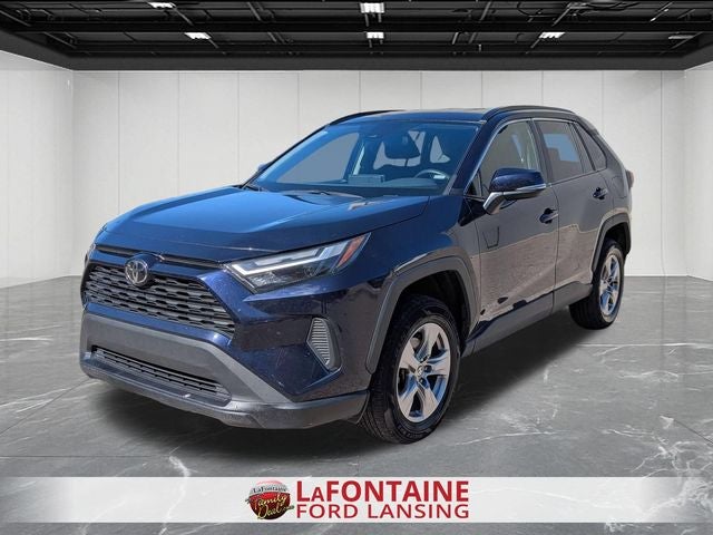 2024 Toyota RAV4 XLE in Blueprint — front three-quarter view