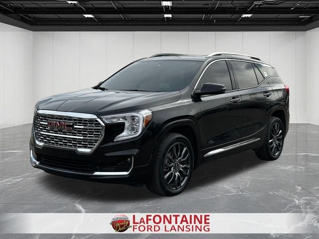 2024 GMC Terrain Denali in Ebony Twilight Metallic — front three-quarter view