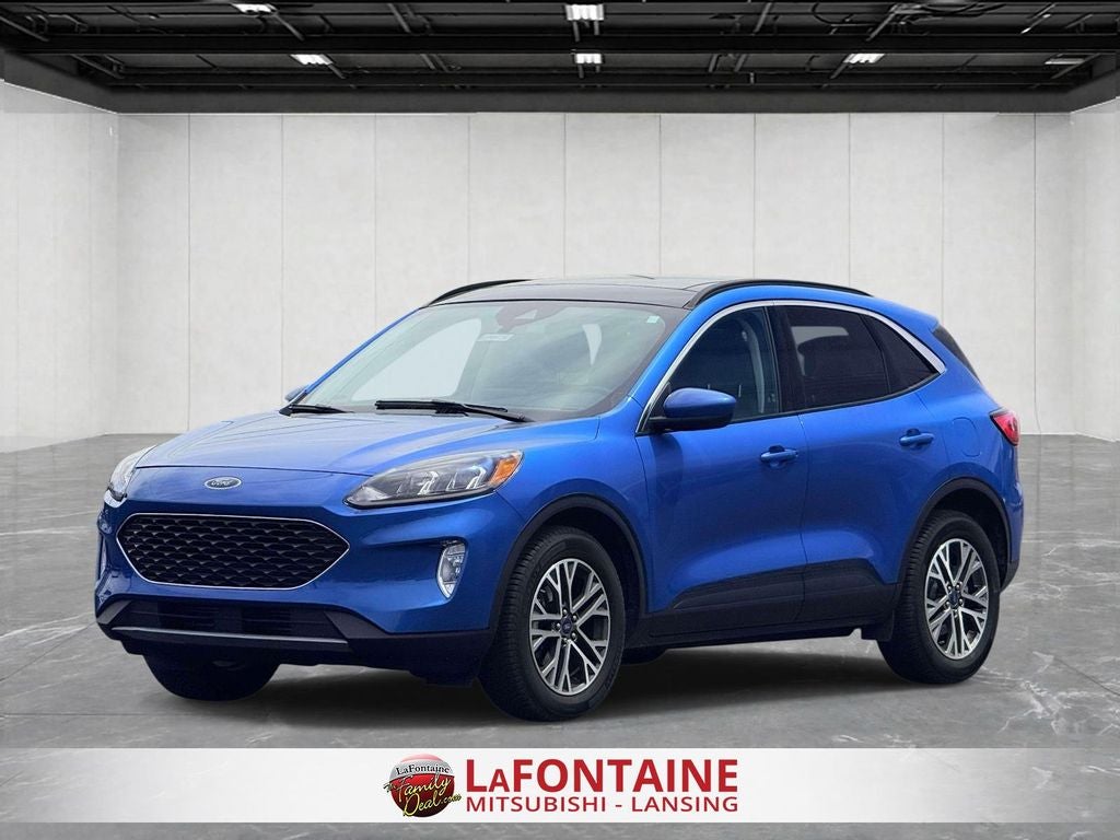 2021 Ford Escape SEL in Blue Metallic — front three-quarter view