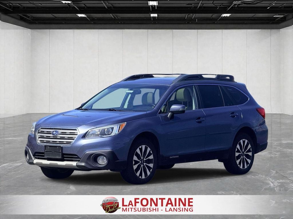 2016 Subaru Outback 2.5i Limited in Twilight Blue Metallic — front three-quarter view