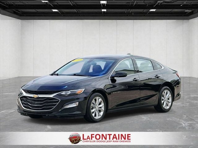 2022 Chevrolet Malibu LT in Black Metallic — front three-quarter view