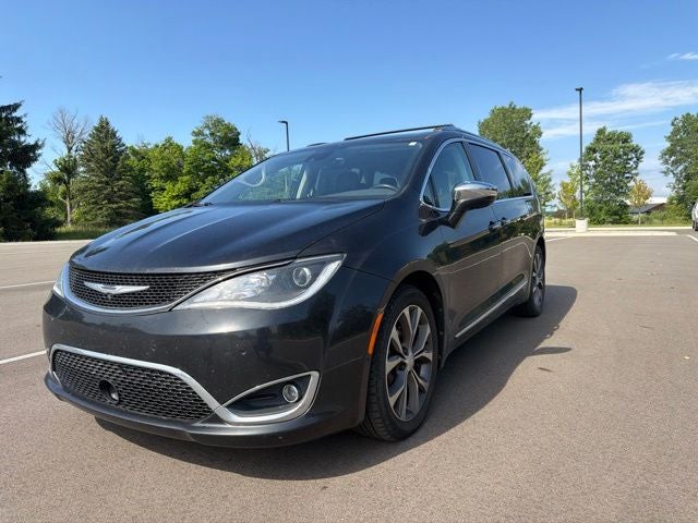 2017 Chrysler Pacifica Limited in Brilliant Black Crystal Pearlcoat — front three-quarter view
