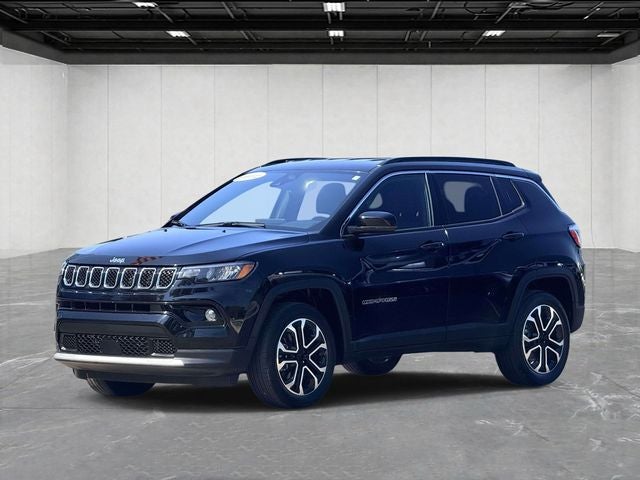 2024 Jeep Compass Limited in Diamond Black — front three-quarter view
